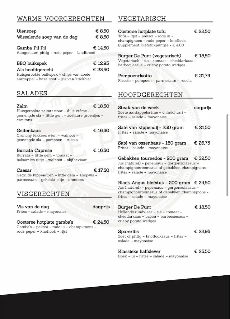 Menu_Cafe Restaurant De Punt_Baambrugge_image_1