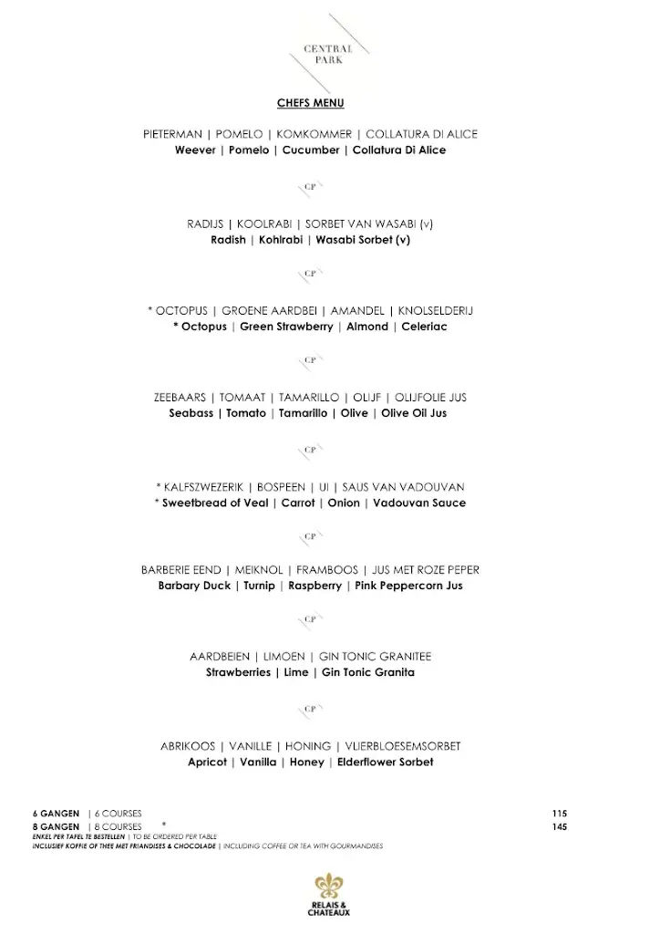 Menu_Relais & Chateaux - Central Park Voorburg_Voorburg_image_2