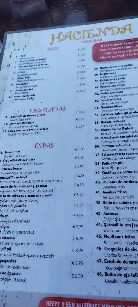 Menü_Tapasbar Hacienda_Zwijndrecht_Bild_1