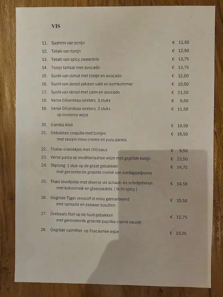 Menu_Bistro la vida_Zwijndrecht_image_1