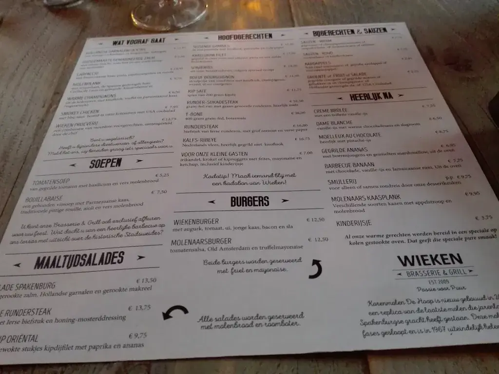 Menu_Wieken, brasserie & grill bij de molen van Bunschoten_Bunschoten-Spakenburg_immagine_2