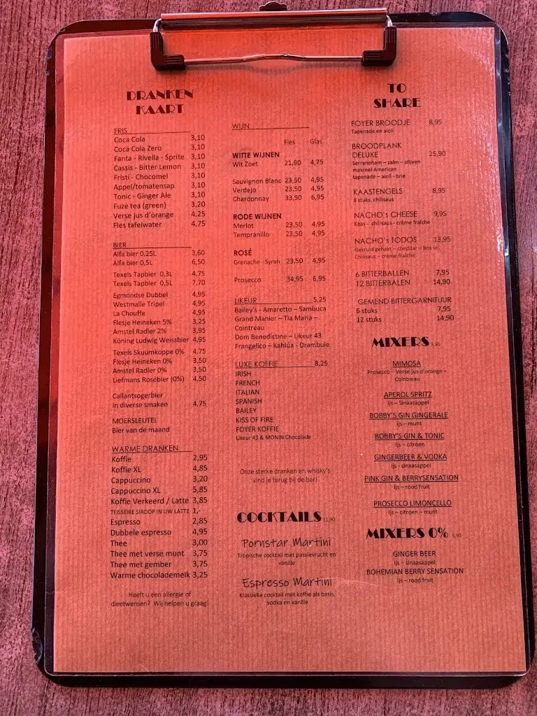 Menu_Grand Cafe De Foyer_Callantsoog_image_1