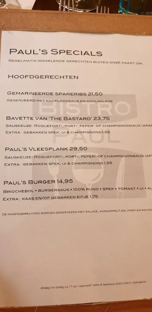 Menu_Bistro Paul_Driebergen-Rijsenburg_immagine_1