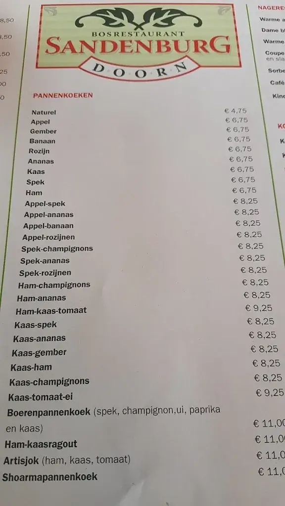 Menu_Het wapen van Sandenburg 't Pannenkoekenhuysje_Doorn_image_4