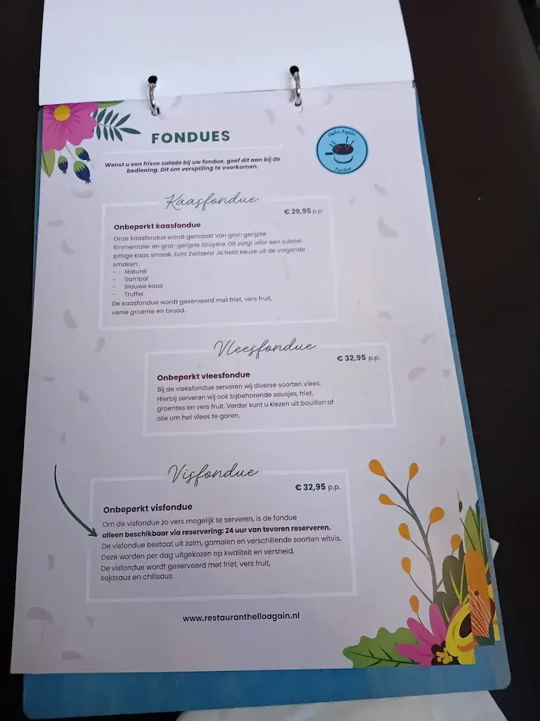 Menu_Fondue Restaurant Hello Again_Leusden_image_1