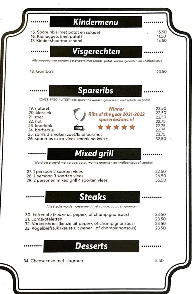 Menu_Sams King Ribs_Utrecht_immagine_2