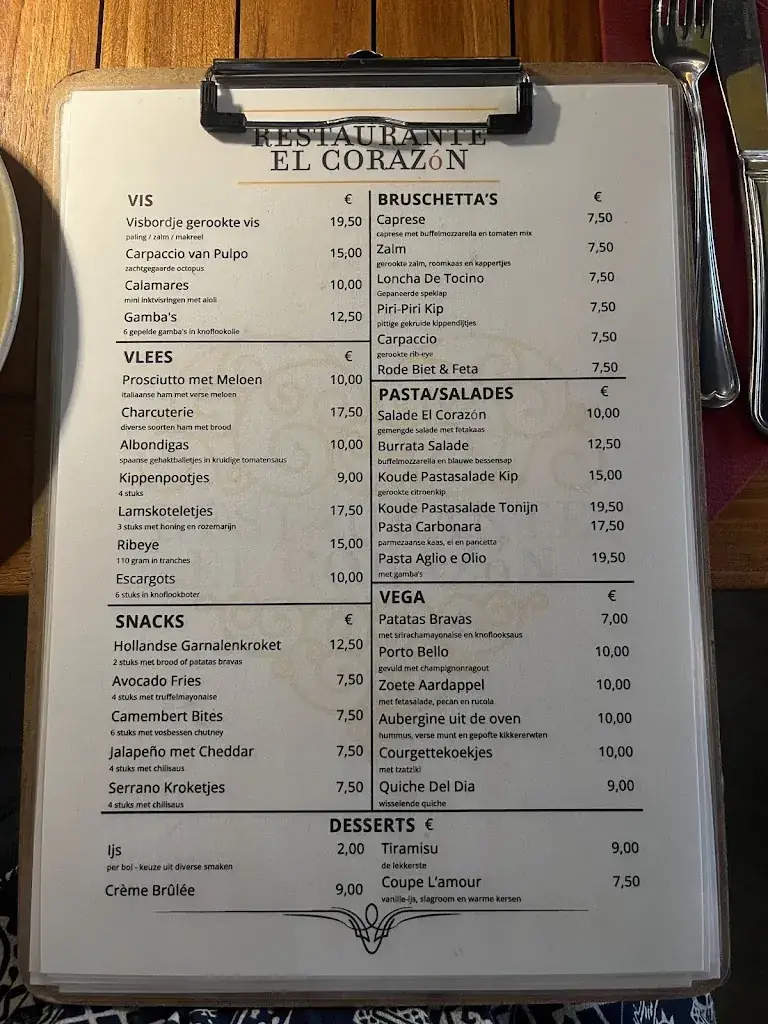 Menu_El Corazón_Middelburg_image_1