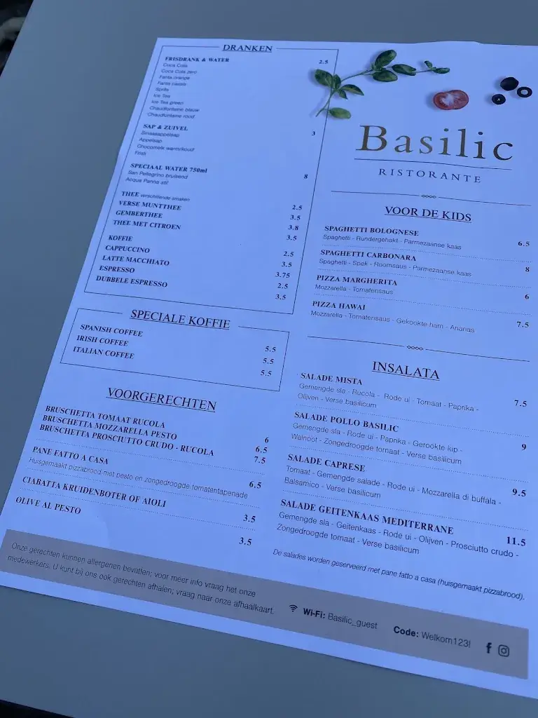 Menu_Ristorante Basilic - Pizzeria Kamperland_Kamperland_image_4