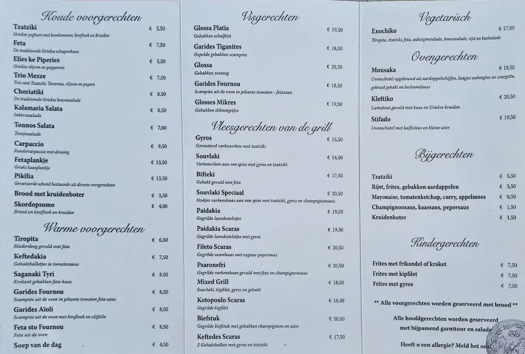 Menü_Café-Restaurant De Griek_Kamperland_Bild_1