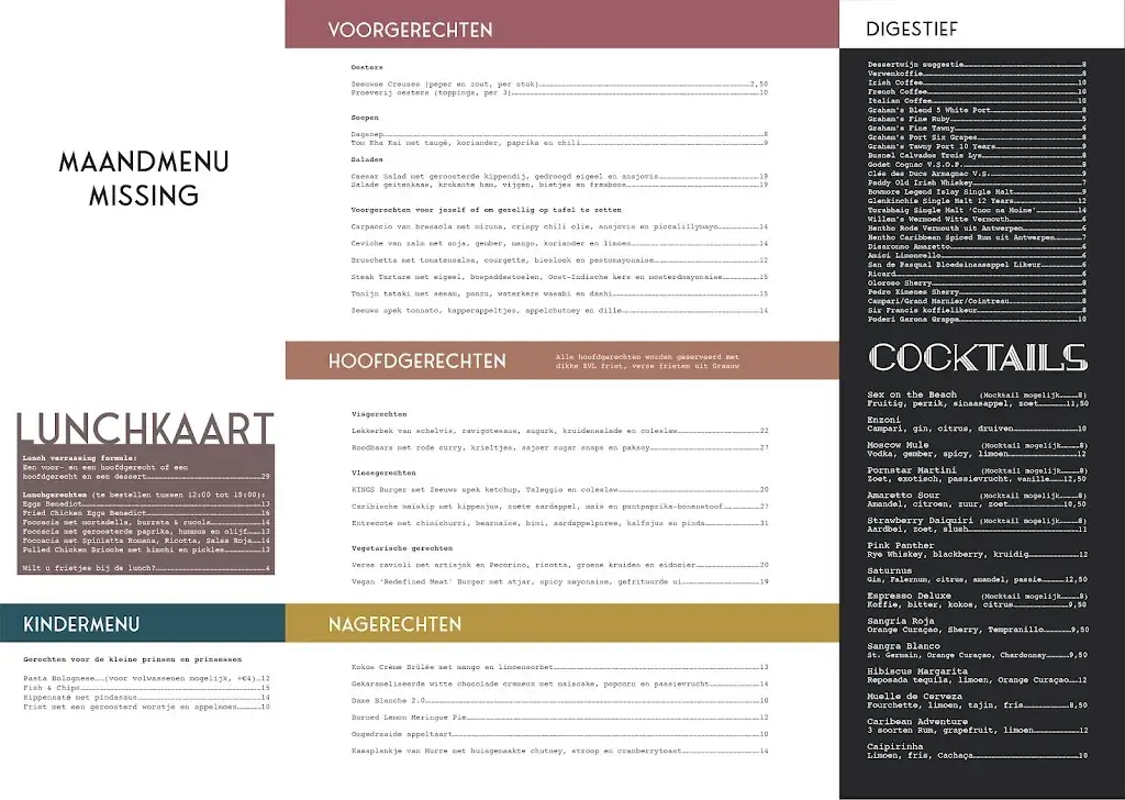 Menu_Brasserie Koning van Engeland_Hulst_image_1