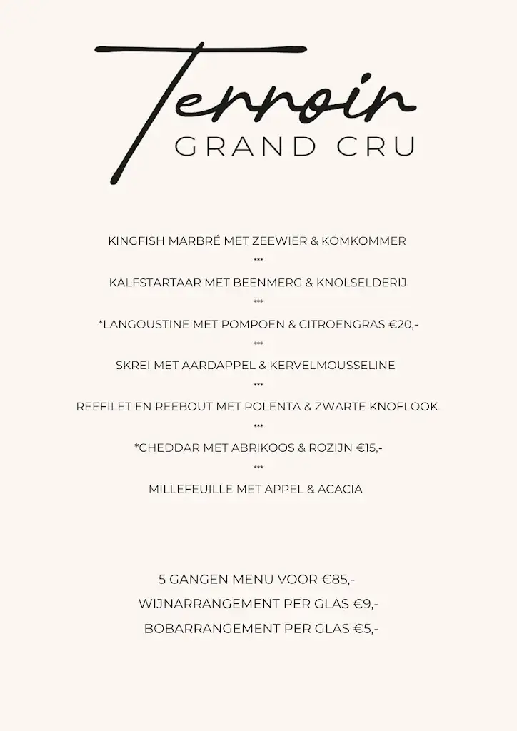 Menu_Restaurant Terroir Grand Cru_Hulst_image_1