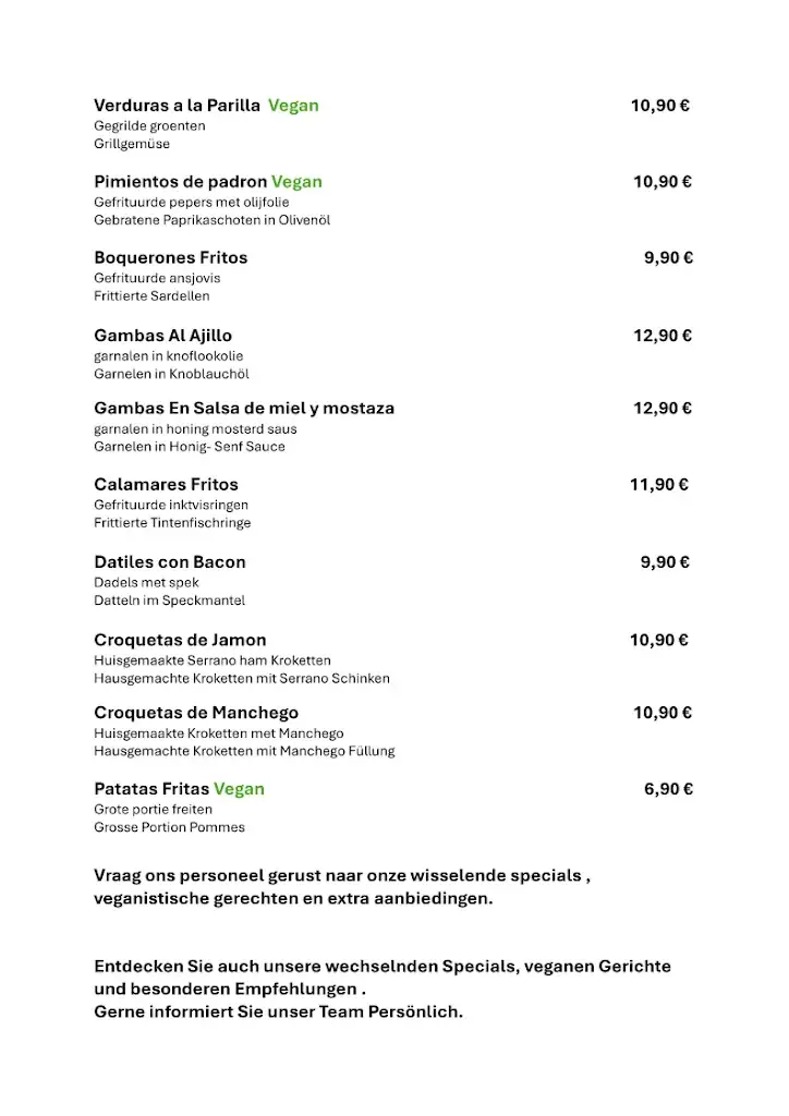 Menu_El Corazon / Restaurante español / Spanische Tapas Bar_Zoutelande_imagen_3