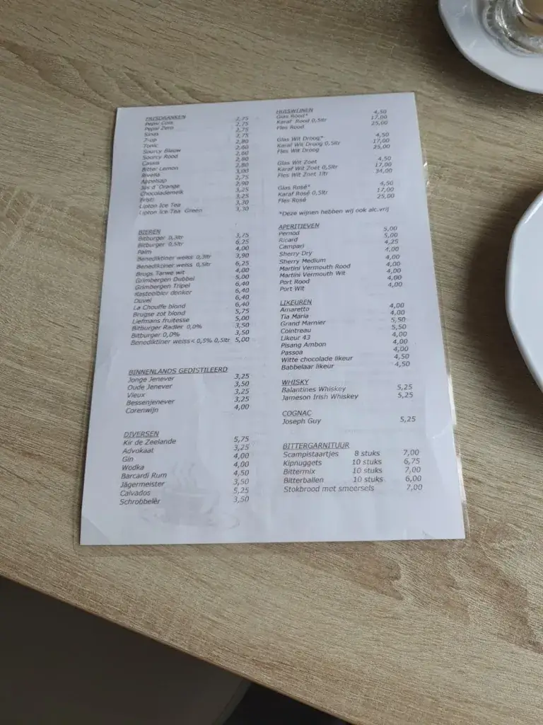 Menu_Restaurant Paviljoen 