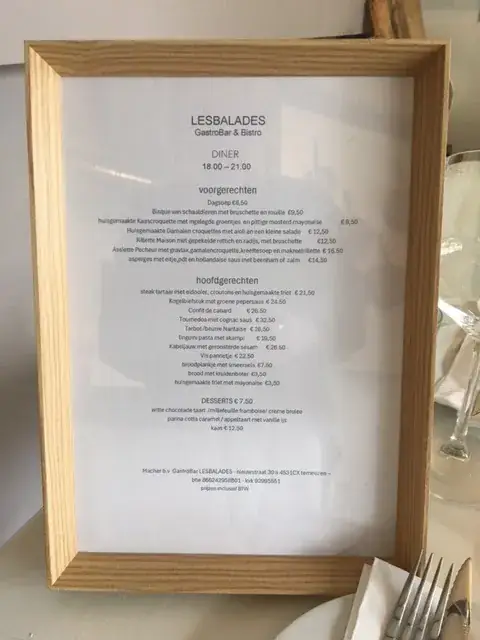 Menu_Bistro Les Balades_Terneuzen_image_1