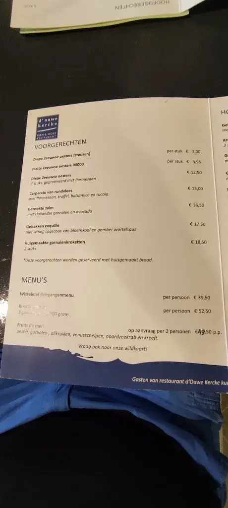 Menu_Hotel, Restaurant 'D'Ouwe Kercke'_Terneuzen_image_2
