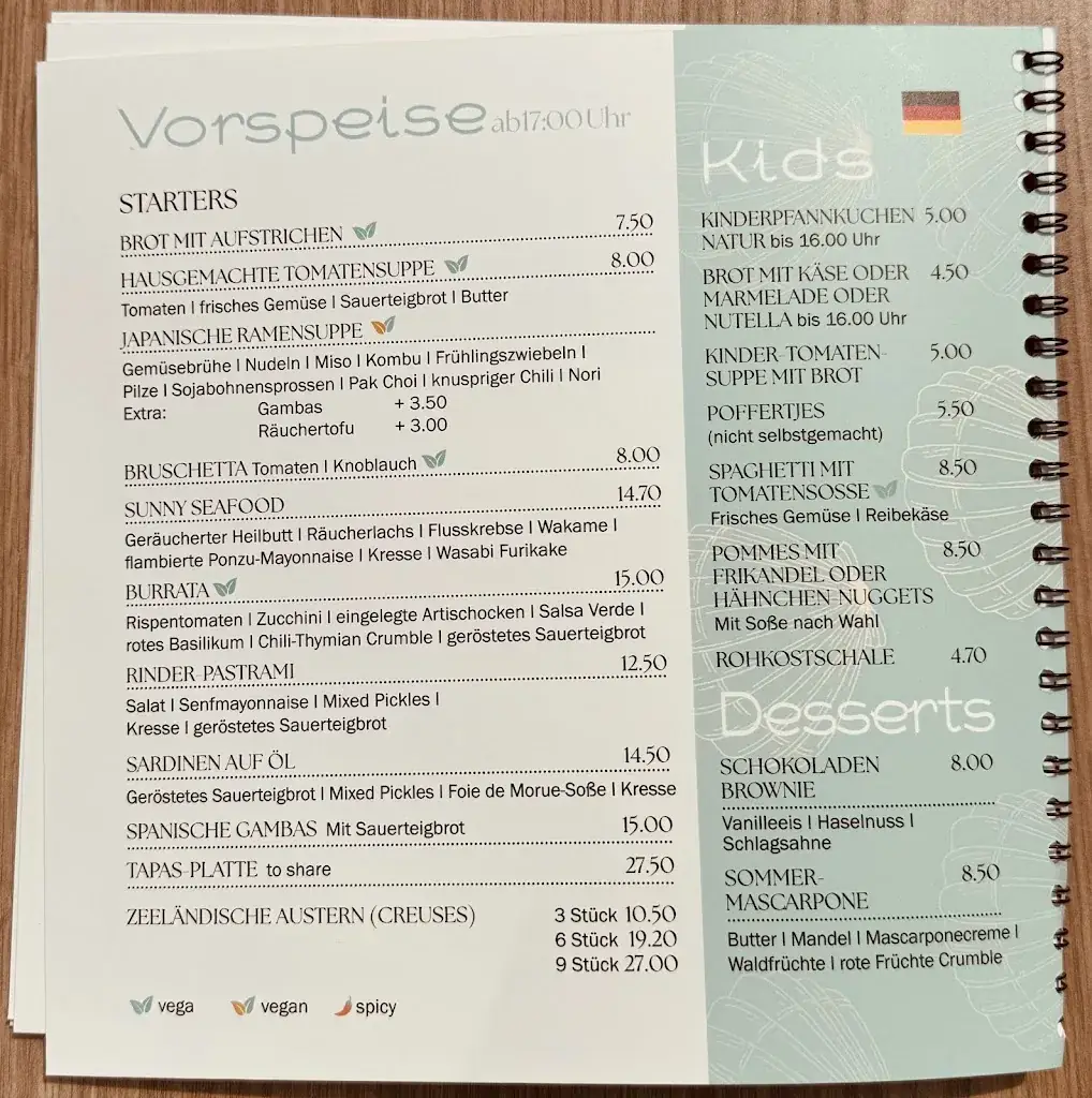 Menü_Strandpaviljoen Corazon_Noordwelle_Bild_1
