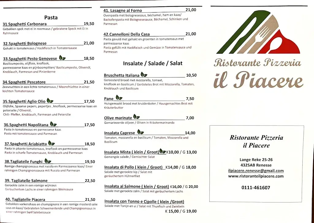 Menu_Ristorante Pizzeria il Piacere in Renesse_Renesse_image_2