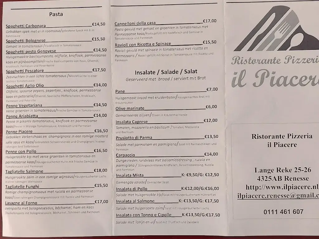 Menu_Ristorante Pizzeria il Piacere in Renesse_Renesse_image_4