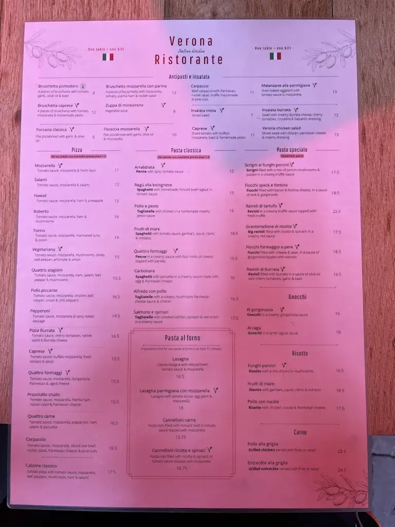 Menu_Verona Ristorante Italiano_Amsterdam_image_2