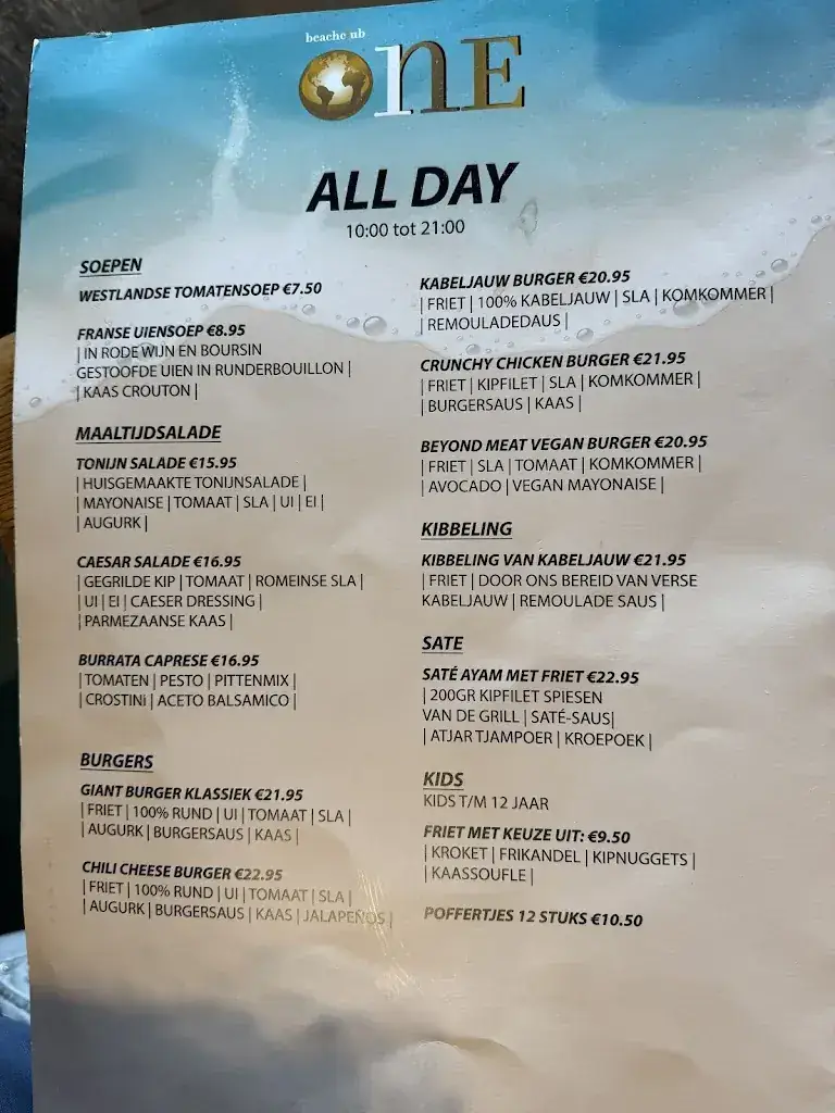Menü_Beachclub One_Holland_Bild_1