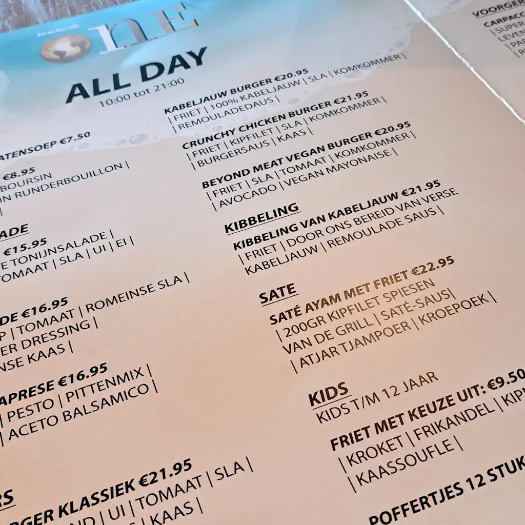 Menü_Beachclub One_Holland_Bild_4