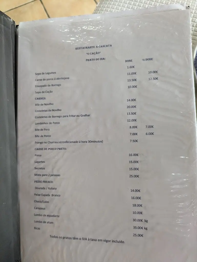 Menu_A Cascata_Vidigueira_immagine_1