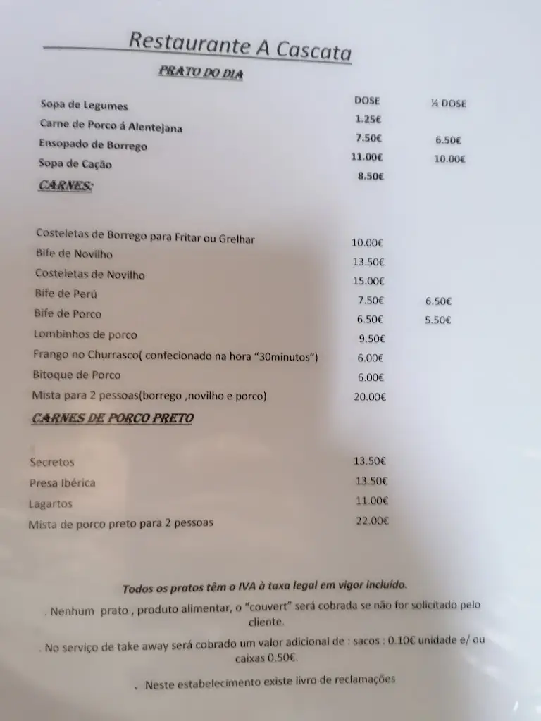 Menu_A Cascata_Vidigueira_immagine_2