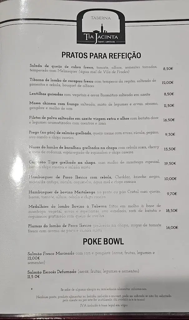 Menu_Taberna Tia Jacinta_Vidigueira_immagine_1