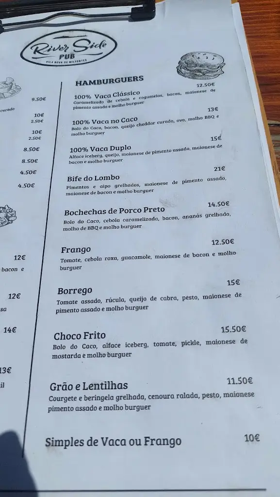 Menu_Riverside Pub_Vila Nova de Milfontes_immagine_3