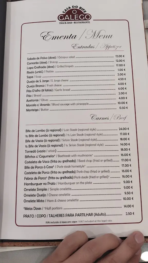 Menu_Casa do bife O GALEGO_Fajã de Baixo_immagine_1