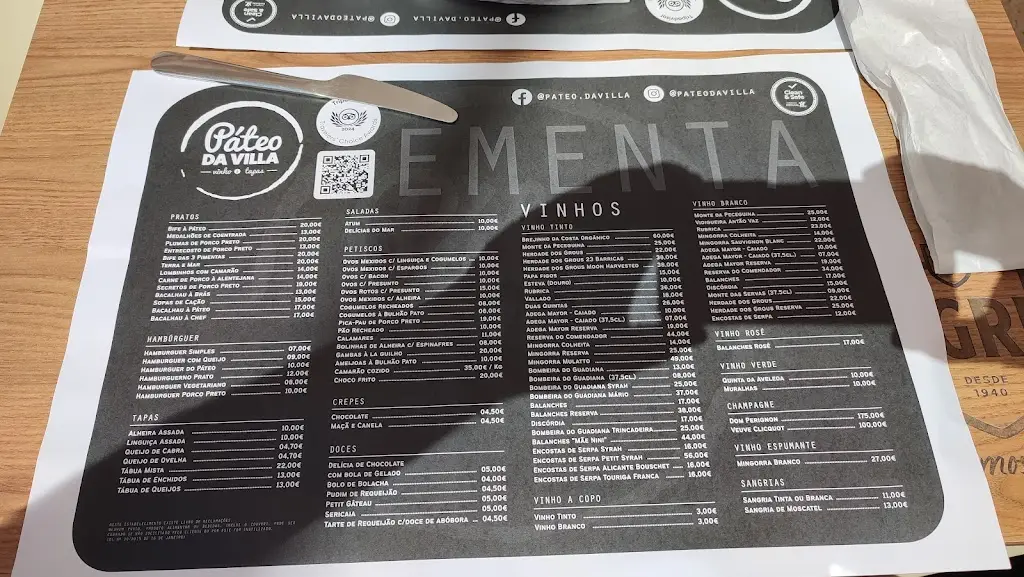Menu_Restaurante Páteo Da Villa_Castro Verde_immagine_1