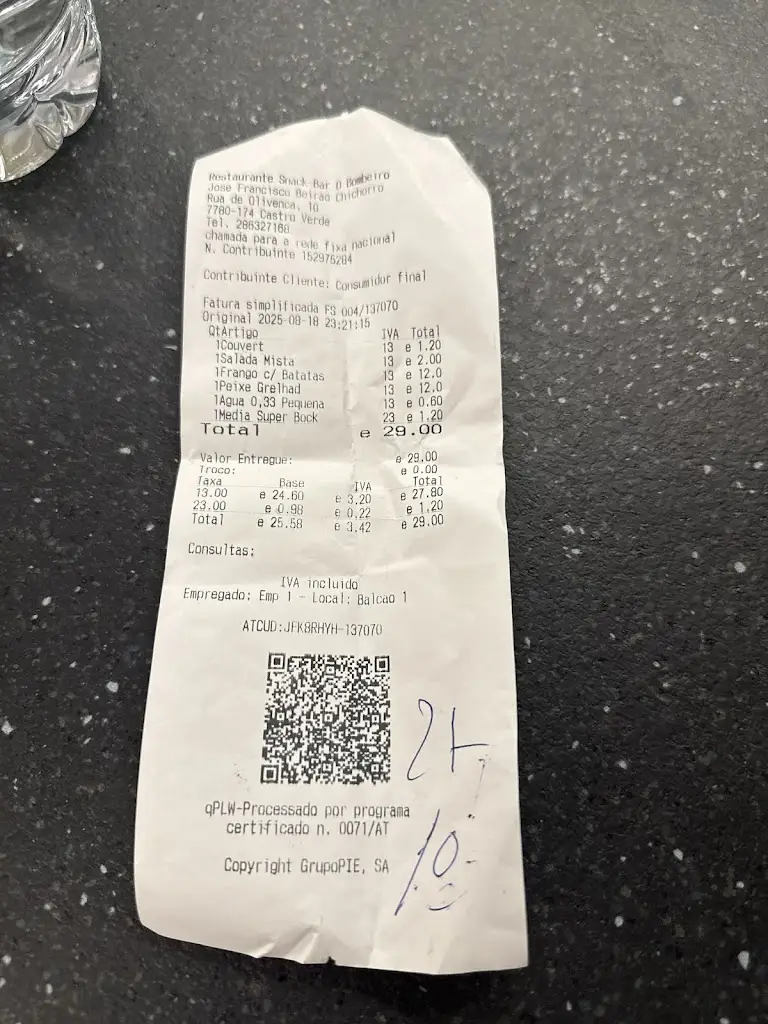 Pablo C.M._Restaurante O Bombeiro_Castro Verde_recensione