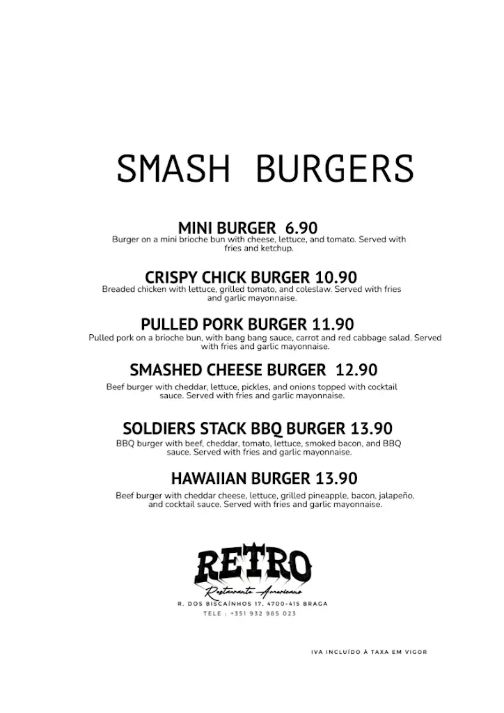 Menu_RETRO - Restaurante Americano - Best Burgers and Bitoque in Braga_Braga_immagine_4