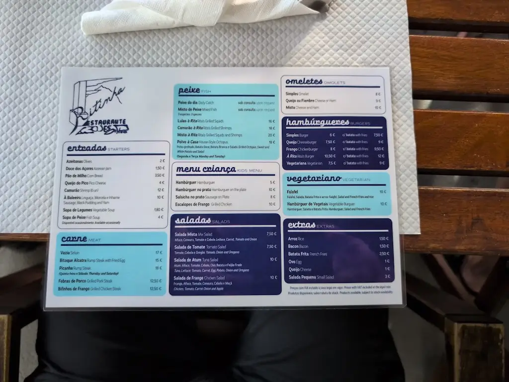 Menu_Restaurante Ritinha_Lajes do Pico_image_1
