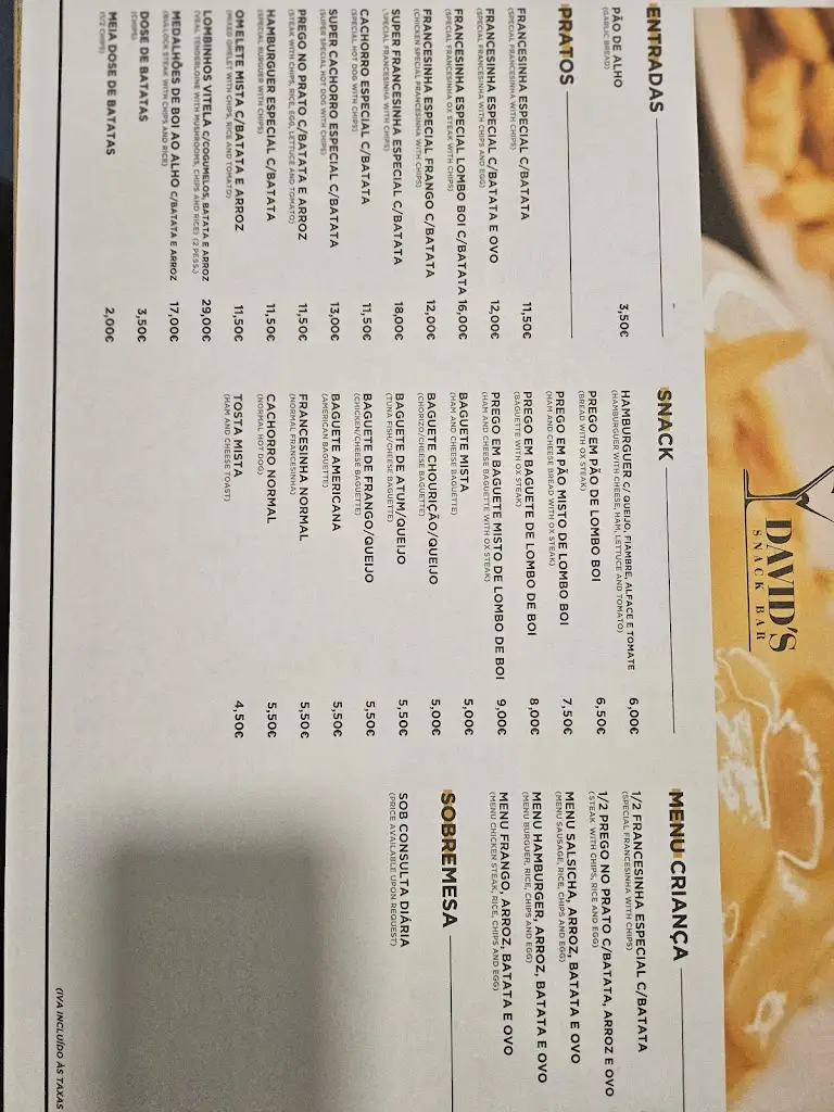 Menu_Davids Bar snack_Caldas das Taipas_immagine_1