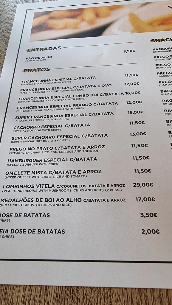 Menu_Davids Bar snack_Caldas das Taipas_immagine_2