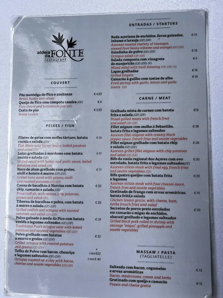 Menu_Restaurante Fonte Cuisine_Lajes do Pico_imagen_2