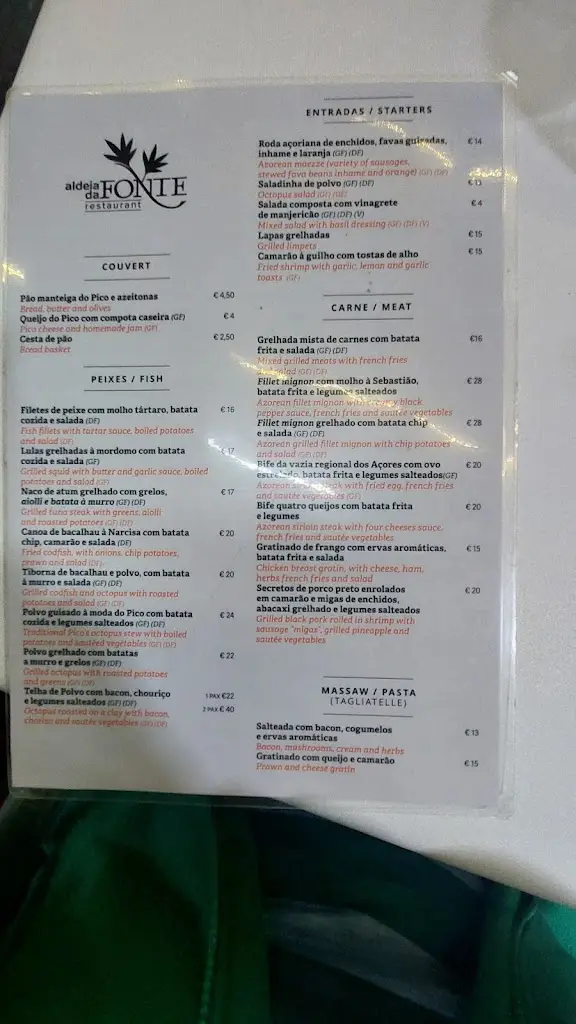 Menu_Restaurante Fonte Cuisine_Lajes do Pico_imagen_3