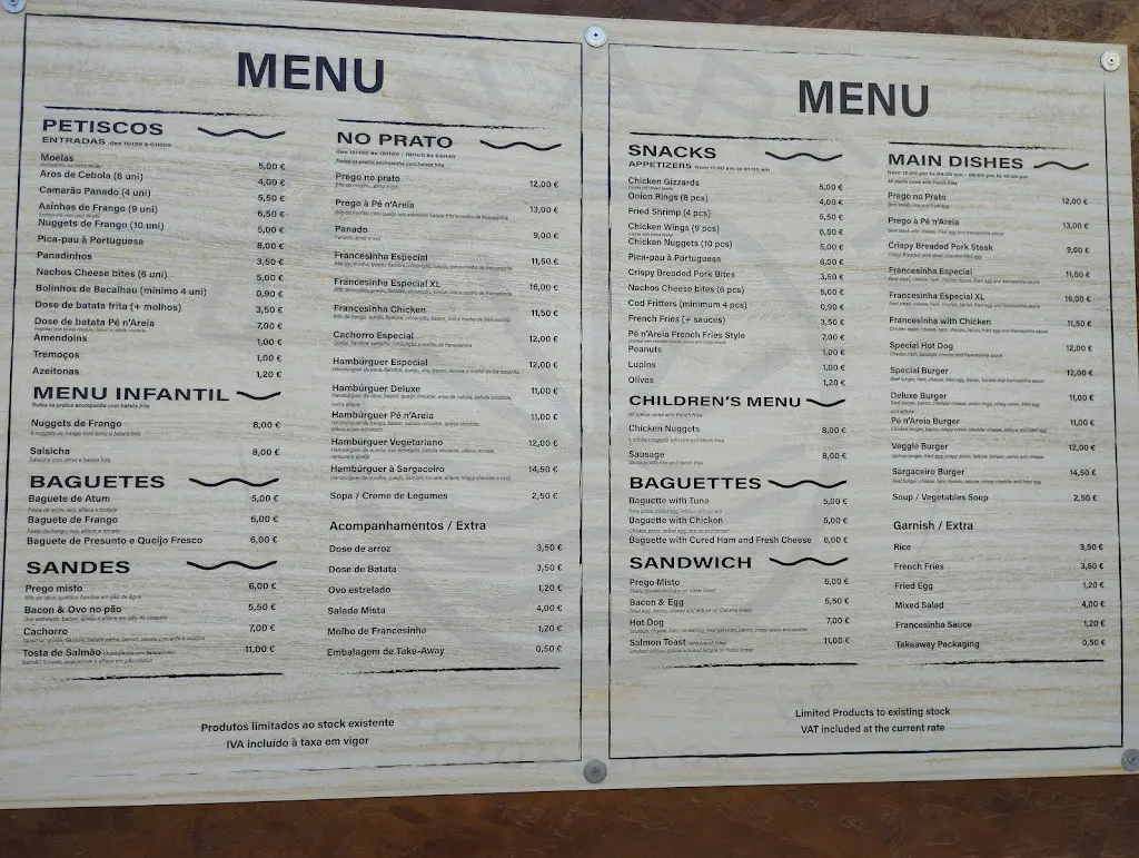Menu_Restaurante Pé N'Areia_Apúlia e Fão_immagine_1
