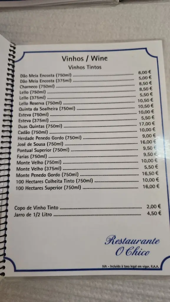 Menu_O Chico_Angra do Heroísmo_immagine_2