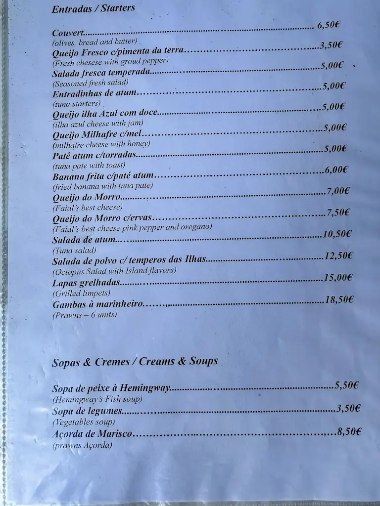 Menu_Genuíno Restaurante_Horta_immagine_1