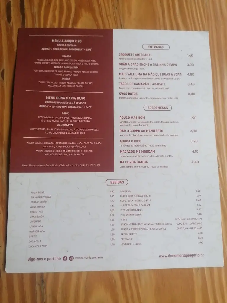 Menu_Dona Maria Pregaria_Vila Nova de Famalicão_immagine_1