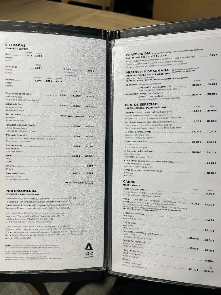 Menu_Restaurante Calça Curta_Carrazeda de Anciães_immagine_1