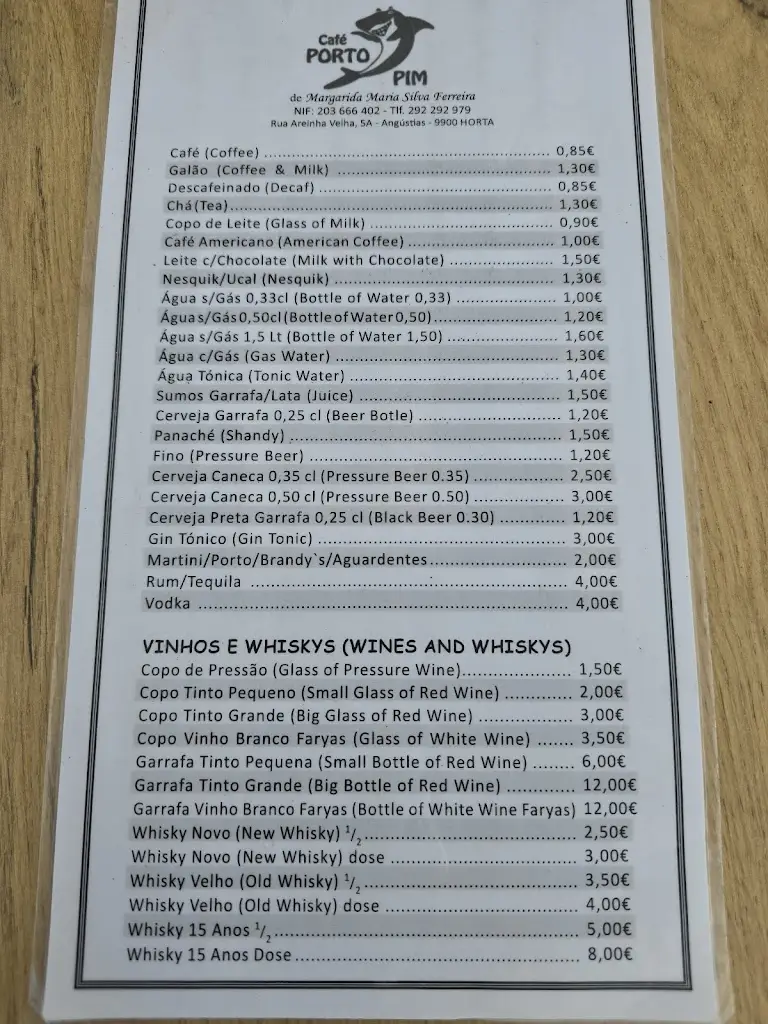 Menu_Cafe Do Porto Pim_Horta_immagine_1