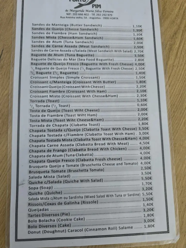 Menu_Cafe Do Porto Pim_Horta_immagine_2