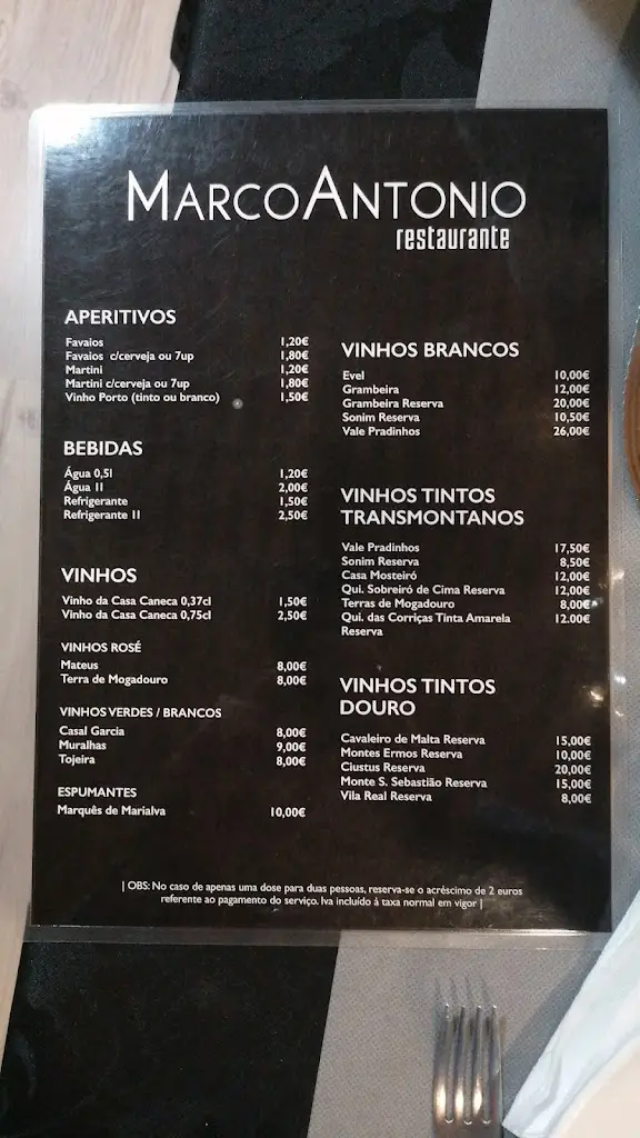 Menu_Restaurante Marco António_Macedo de Cavaleiros_imagen_1