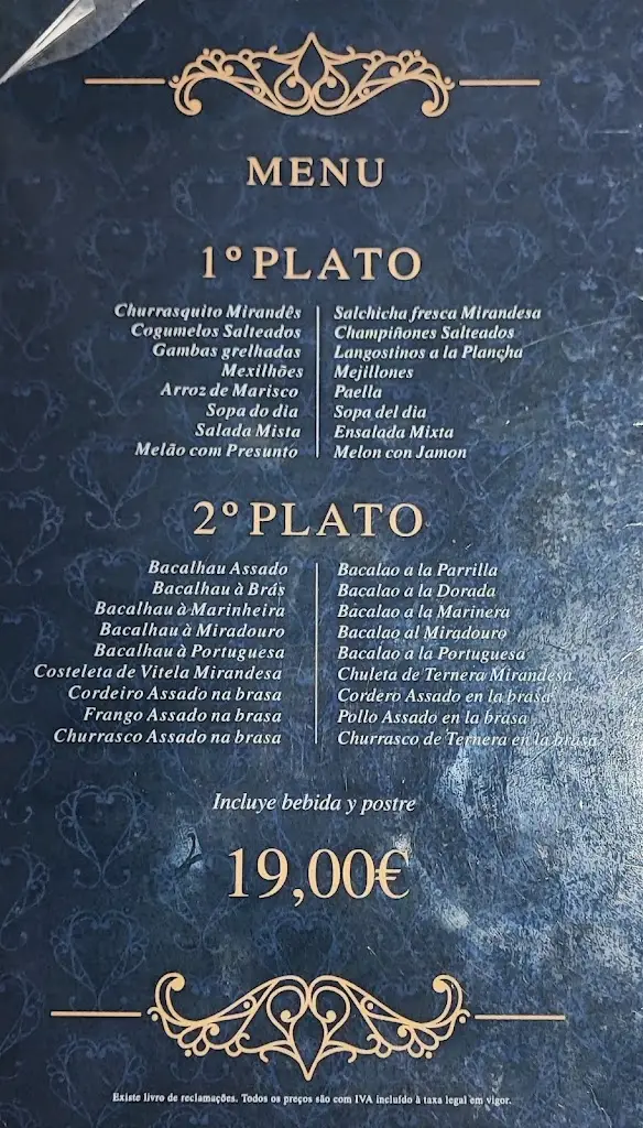 Menü_Restaurante Miradouro_Miranda do Douro_Bild_2