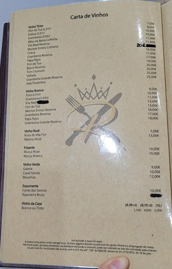 Menu_Restaurante D' El Rei_Vila Flor_image_1