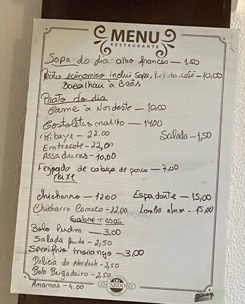 Menu_Restaurante Casa De Pasto O Cardoso_Nordeste_immagine_3