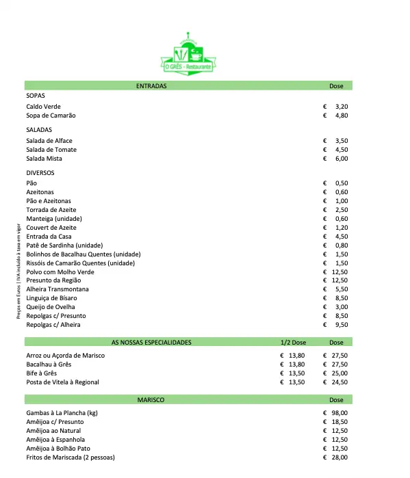 Menü_O Grês_Mirandela_Bild_1